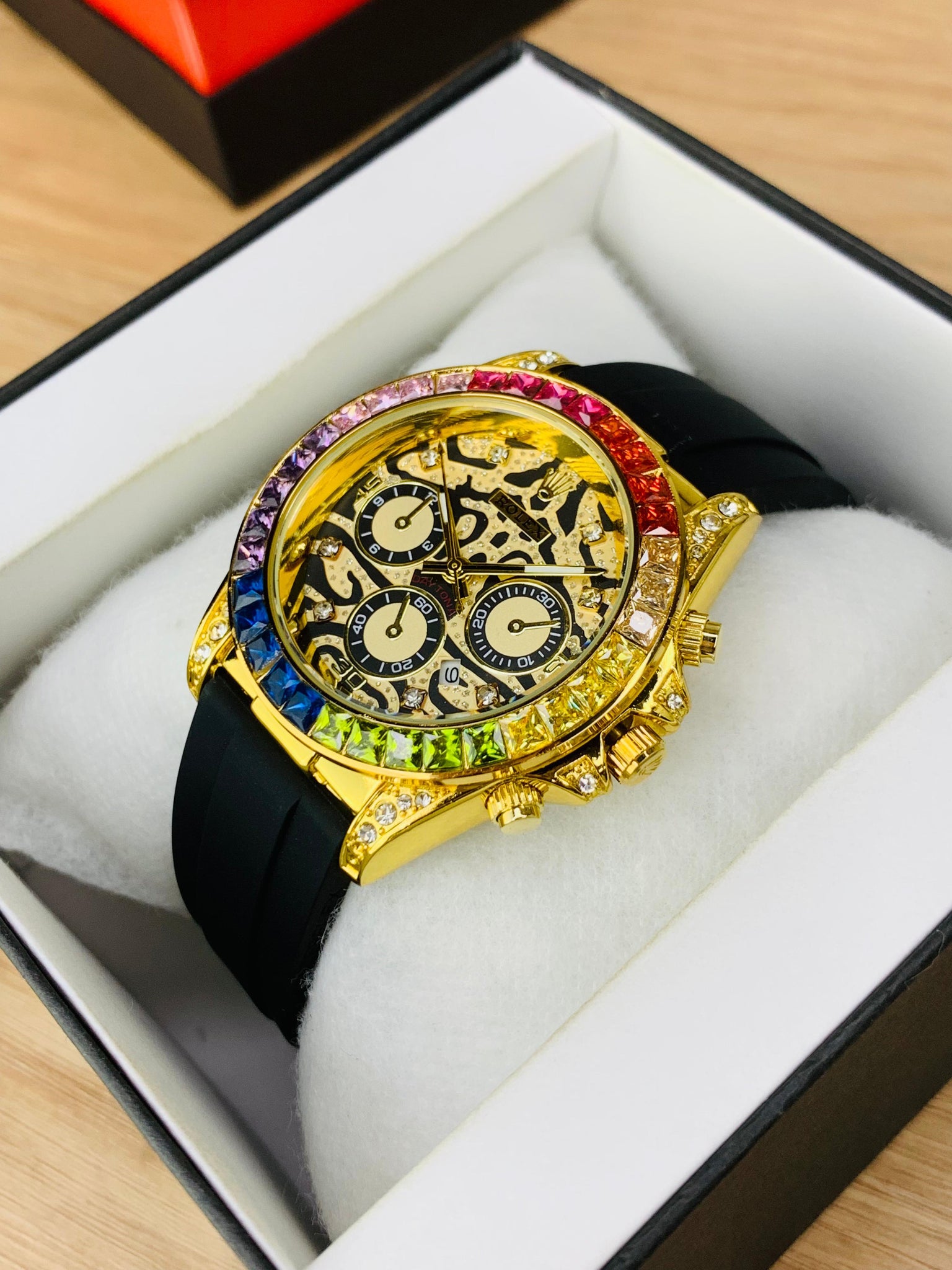 RLX DAYTONA TIGER AND RAINBOW DIAL STONE BEZEL BY MWC