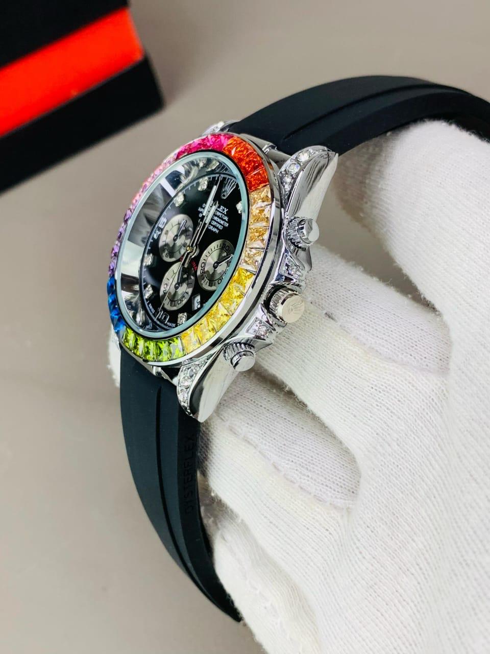RLX DAYTONA TIGER AND RAINBOW DIAL STONE BEZEL BY MWC